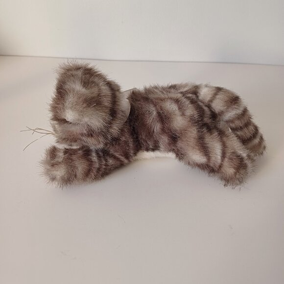 The Bearington Collection Realistic Grey Stripped Laying Tabby Bow Kitty Cat 9'' - Picture 5 of 14